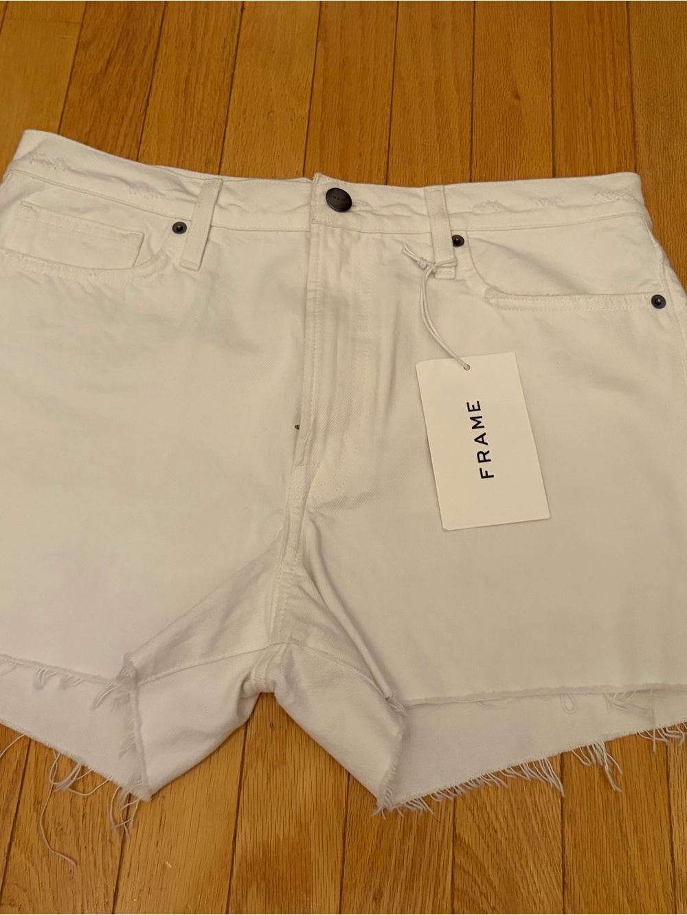 Frame Denim White High-Rise Cutoff Jean Shorts